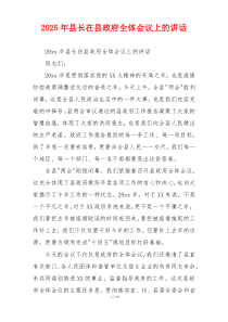 2025年县长在县政府全体会议上的讲话