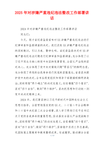 2025年对涉嫌严重违纪违法整改工作部署讲话