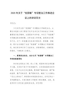 2025年关于“校园餐”专项整治工作推进会议上的讲话范文(参考)