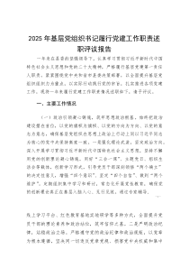 2025年基层党组织书记履行党建工作职责述职评议报告(参考)