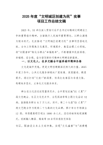 2025年度“文明城区创建为民”实事项目工作总结文稿(参考)