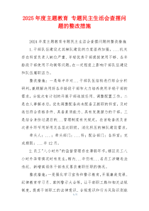 2025年度主题教育 专题民主生活会查摆问题的整改措施