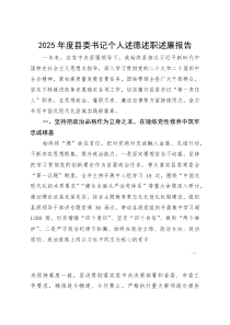 2025年度县委书记个人述德述职述廉报告(参考)