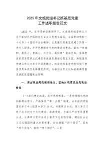 2025年文旅党组书记抓基层党建工作述职报告范文(参考)