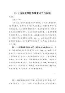 Xx分行年末风险条线重点工作安排(参考)