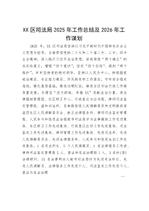XX区司法局2025年工作总结及2026年工作谋划(参考)