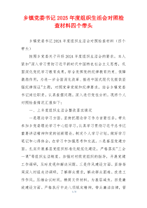 乡镇党委书记2025年度组织生活会对照检查材料四个带头
