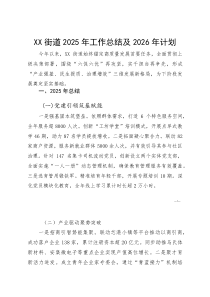 XX街道2025年工作总结及2026年计划(参考)