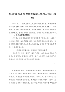 XX街道2025年度民生救助工作情况报告(参考)