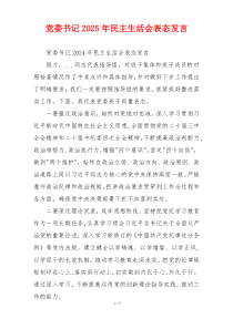 党委书记2025年民主生活会表态发言