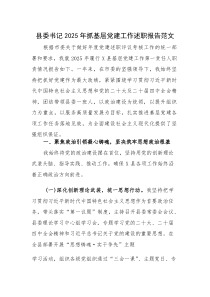 书记2025年抓基层党建工作述职报告范文 (1)(参考)