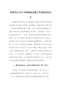 书记2025年抓基层党建工作述职报告范文(参考)