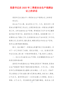 党委书记在2025年二季度安全生产视频会议上的讲话