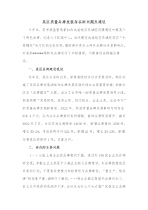 某区质量品牌发展存在的问题及建议