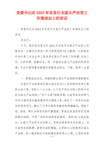 党委书记在2025年农发行全面从严治党工作推进会上的讲话