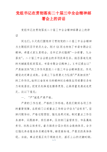 党组书记在贯彻落实二十届三中全会精神部署会上的讲话