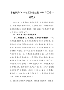 发改机关2025年工作总结及2026年工作计划范文(参考)