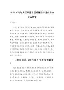 在2026年城乡居民基本医疗保险推进会上的讲话范文(参考)