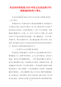 农业农村局党组2025年民主生活会班子对照检查材料四个带头
