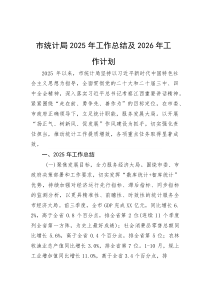 市统计局2025年工作总结及2026年工作计划(参考)