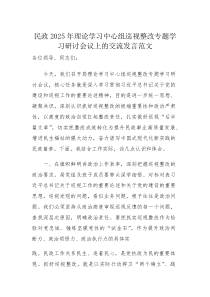 民政2025年理论学习中心组巡视整改专题学习研讨会议上的交流发言范文(参考)