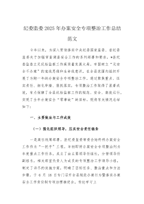 纪委监委2025年办案安全专项整治工作总结范文(参考)