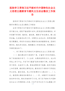 医院学习贯彻习近平新时代中国特色社会主义思想主题教育专题民主生活会整改工作报告