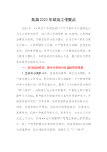 某局20XX年政治工作要点