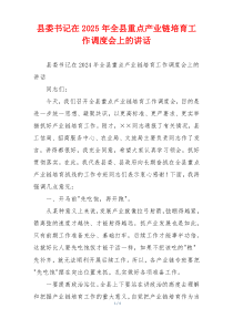 县委书记在2025年全县重点产业链培育工作调度会上的讲话