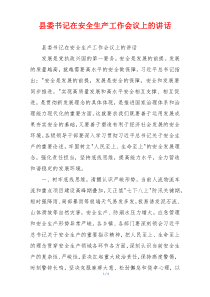 县委书记在安全生产工作会议上的讲话