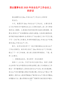 国企董事长在2025年安全生产工作会议上的讲话