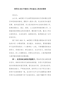 领导在20XX年组织工作务虚会上的发言提纲