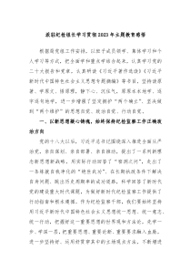 派驻纪检组长学习贯彻20XX年主题教育感悟