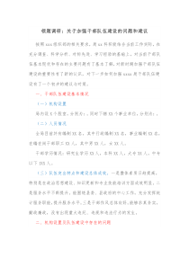 领题调研关于加强干部队伍建设的问题和建议