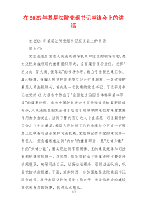 在2025年基层法院党组书记座谈会上的讲话