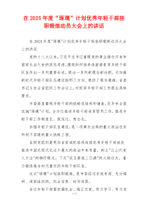 在2025年度“琢璞”计划优秀年轻干部挂职锻炼动员大会上的讲话