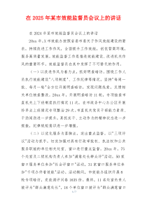 在2025年某市效能监督员会议上的讲话