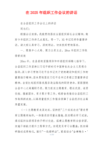 在2025年组织工作会议的讲话