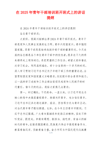 在2025年青年干部培训班开班式上的讲话提纲