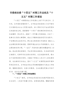 市委政法委“十四五”时期工作总结及“十五五”时期工作谋划(参考)