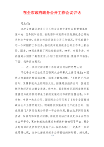 在全市政府政务公开工作会议讲话