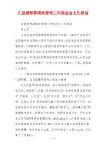 在县级预算绩效管理工作推进会上的讲话
