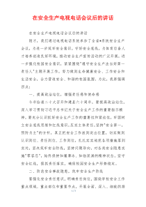 在安全生产电视电话会议后的讲话