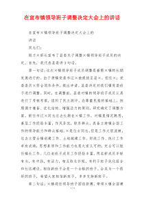 在宣布镇领导班子调整决定大会上的讲话