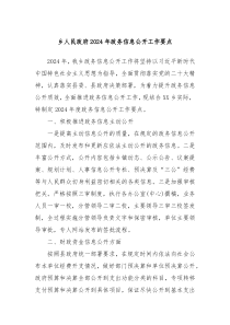 乡人民政府20XX年政务信息公开工作要点