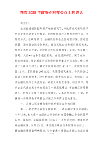 在市2025年政银企对接会议上的讲话