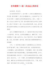 在市委第十二届一次全会上的讲话