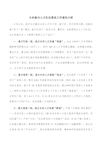 乡村振兴人才队伍建设工作情况介绍