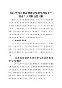 2025年局巡察反馈意见整改专题民主生活会个人对照检查材料(资料)