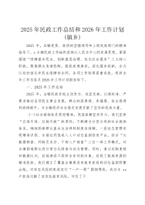 2025年民政工作总结和2026年工作计划（镇乡）(资料)